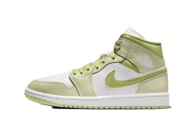 Women's Air Jordan 1 Mid Olive Aura/Sail-Lawn (BQ6472 302)