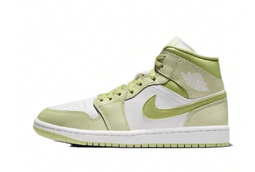 Women's Air Jordan 1 Mid Olive Aura/Sail-Lawn (BQ6472 302)