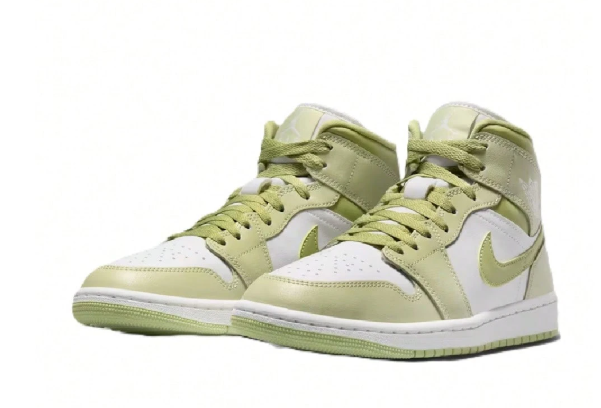 Women's Air Jordan 1 Mid Olive Aura/Sail-Lawn (BQ6472 302)