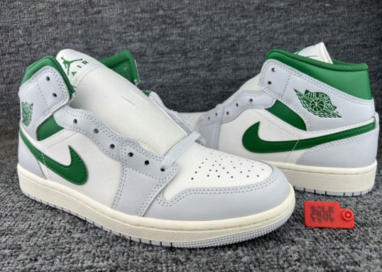 Nike Air Jordan 1 Mid Smoke Grey Lucky Green Men's Shoes DQ8426-142