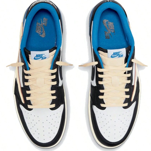 Travis Scott X Fragment Design X Jordan Air Jordan 1 OG Low SP Reverse Swoosh 2.0 Tripartite Collaboration Lightning Low-Top Basketball Shoes